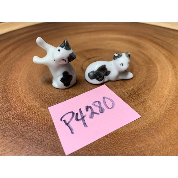 Vintage Miniature Cat Figurines Made In Japan Black & White Ceramic Set of 2 - Picture 10 of 10